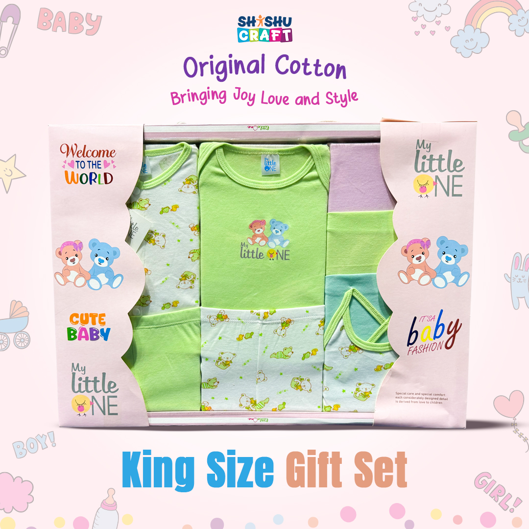 02.King Size Baby Set by Shishu Craft King Size 100% Cotton Baby Clothes & Blanket Gift Set - Image 1